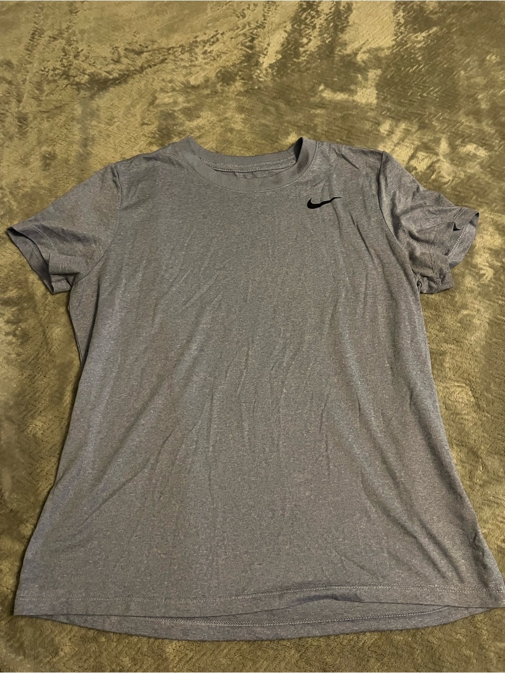 Nike Gray Short Sleeve Performance Tee with Black Swoosh